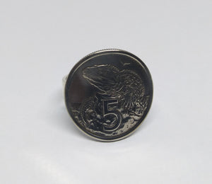 New Zealand Lizard Coin Sterling Silver Ring