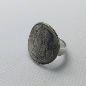 Belgian Coin Sterling Silver Ring