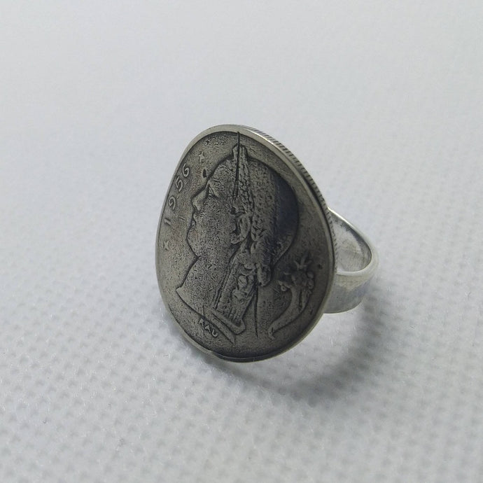 Belgian Coin Sterling Silver Ring