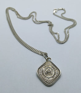 Curacao Square Flower Coin Sterling Silver Necklace