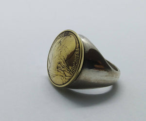 French Marianne Coin Sterling Silver Ring