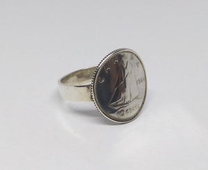 Canadian Sail Boat Coin Sterling Silver Ring