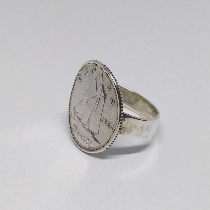 Canadian Sail Boat Coin Sterling Silver Ring