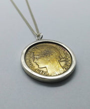 Load image into Gallery viewer, Sterling Silver Necklace, French Franc Marianne Coin
