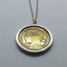 Load image into Gallery viewer, Sterling Silver Necklace, French Franc Marianne Coin
