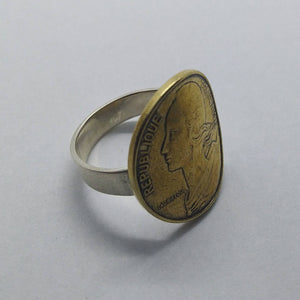 French Marianne Coin Sterling Silver Ring