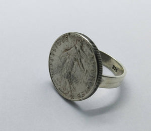 French La Semeuse Coin Sterling Silver Ring