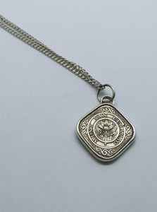 Curacao Square Flower Coin Sterling Silver Necklace