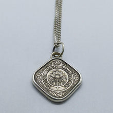 Load image into Gallery viewer, Curacao Square Flower Coin Sterling Silver Necklace
