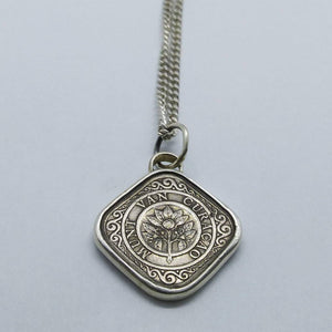 Curacao Square Flower Coin Sterling Silver Necklace