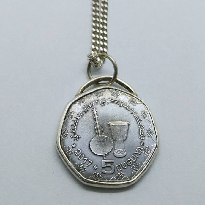 Mauritanian Musical Coin Sterling Silver Necklace