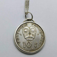 Load image into Gallery viewer, French Polynesia Tribal Mask Coin Sterling Silver Necklace
