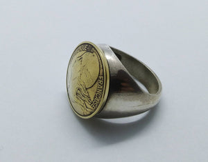 French Marianne Coin Sterling Silver Ring