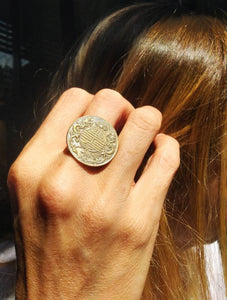 Chinese Dragon Coin Sterling Silver Ring