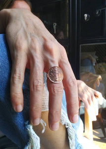 Bhutanese Buddhist Signs Coin Sterling Silver Ring