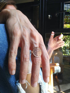 Bhutanese Buddhist Signs Coin Sterling Silver Ring