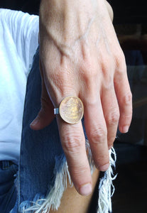 Lebanese Cedar Tree Coin Sterling Silver Ring