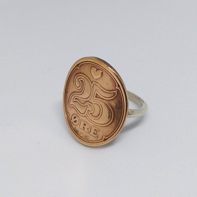 Danish Heart Coin Sterling Silver Ring