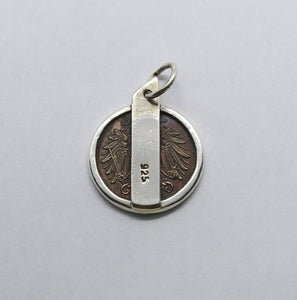 Austrian 1894 Heller Coin Sterling Silver Necklace