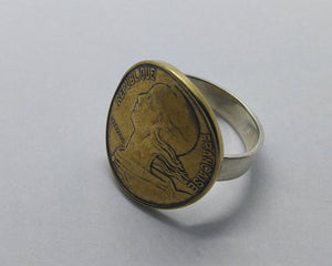 French Marianne Coin Sterling Silver Ring