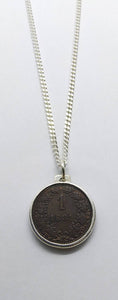 Austrian 1881 Kreuzer Coin Sterling Silver Necklace