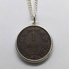 Load image into Gallery viewer, Austrian 1881 Kreuzer Coin Sterling Silver Necklace
