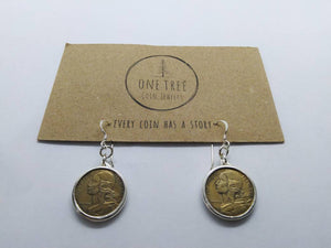 French Marianne Coin Sterling Silver Drop Hanging Earrings