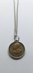 Ethiopian Lion Of Judah Haile Selassie Coin Sterling Silver Necklace