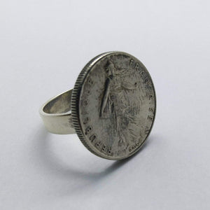 French La Semeuse Coin Sterling Silver Ring