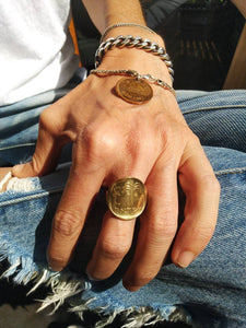 Israeli Palm Tree Coin Sterling Silver Ring