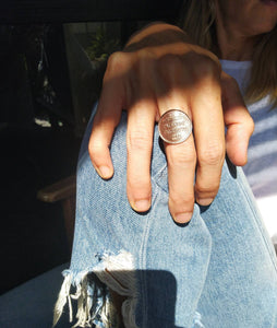 British Palestine (Israel) Bronze Mil Coin Sterling Silver Ring