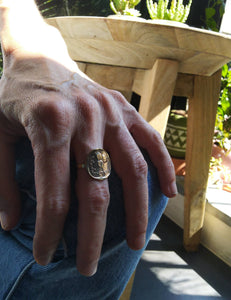 Israeli Pomegranate Coin Sterling Silver Ring