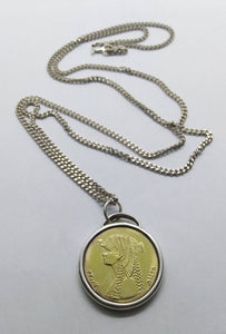 Egyptian Cleopatra Coin Sterling Silver Necklace