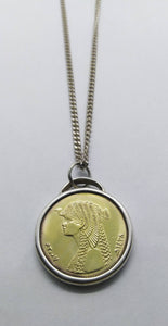 Egyptian Cleopatra Coin Sterling Silver Necklace