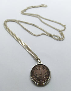 Austrian 1894 Heller Coin Sterling Silver Necklace