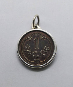 Austrian 1894 Heller Coin Sterling Silver Necklace