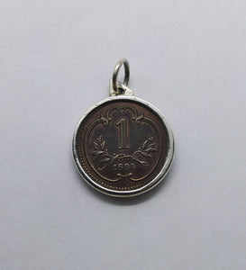 Austrian 1894 Heller Coin Sterling Silver Necklace