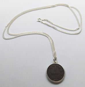 Austrian 1881 Kreuzer Coin Sterling Silver Necklace