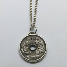 Load image into Gallery viewer, Japanese Chrysanthemum Flowers Coin Sterling Silver Necklace
