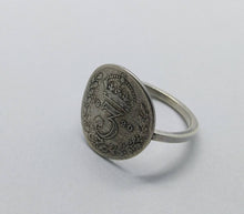 Load image into Gallery viewer, Sterling Silver Ring, UK 3 Pence Silver Coin
