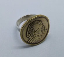 Load image into Gallery viewer, Egyptian Sphinx Coin Sterling Silver Ring
