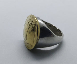 Israeli Palm Tree Coin Sterling Silver Signet Ring